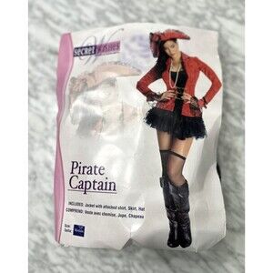 Secret Wishes Women's Pirate Captain Costume Medium halloween Red Black NEW